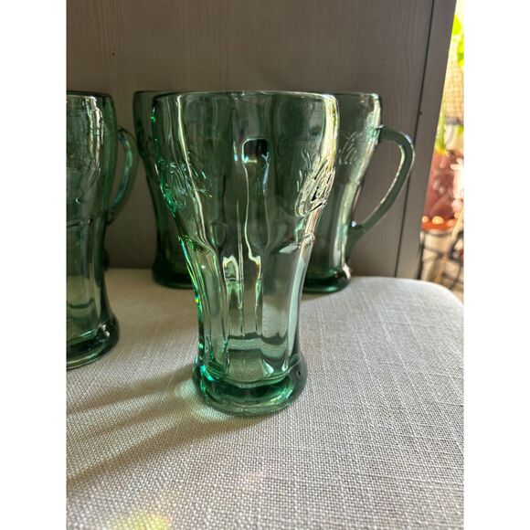 2 Libbey Coca Cola Mug Green Glasses - Picture 3 of 10